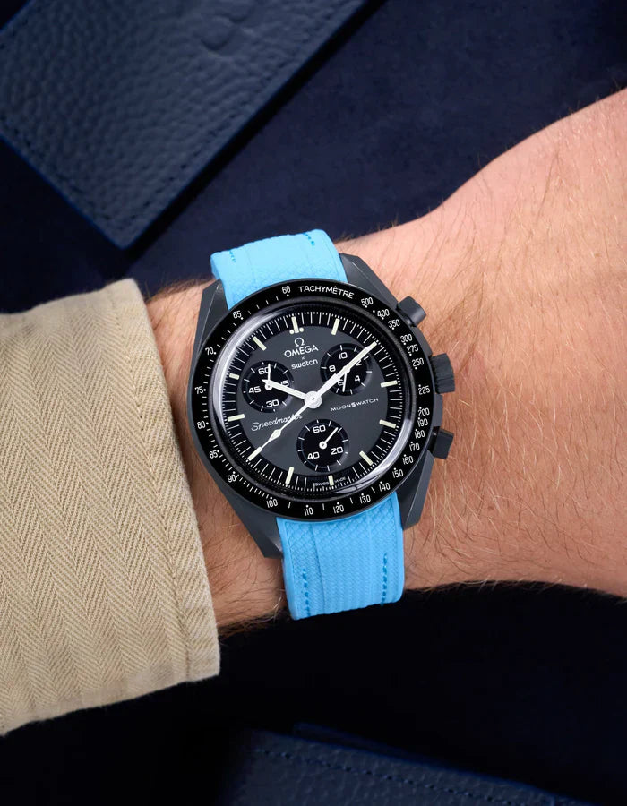 Premium Curved Rubber Strap - Capri Blue