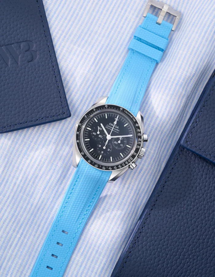 Premium Curved Rubber Strap - Capri Blue